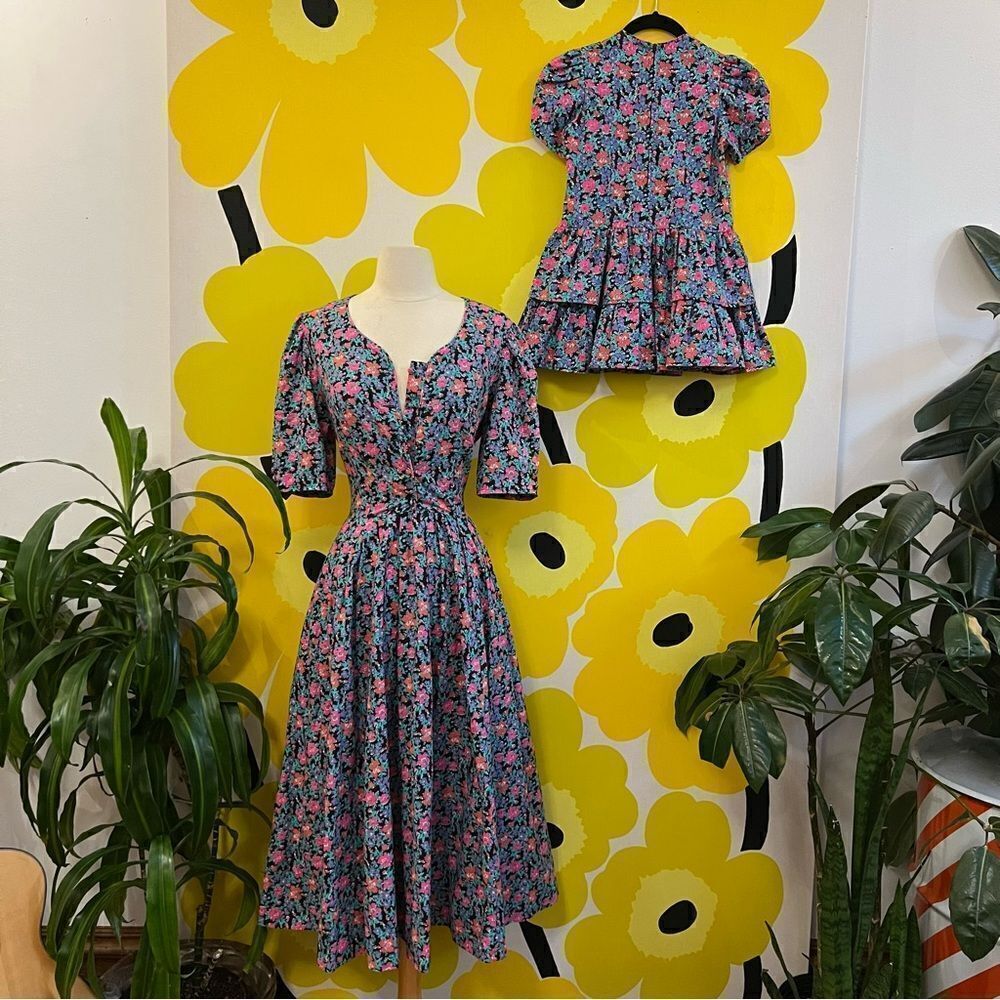 RARE Vintage 80s 90s Mommy & Me Matching Laura Ashley Mother & Child Dress SET